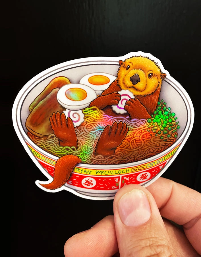 Ramen Sea Otter Holographic Vinyl Sticker - Heart of the Home Inc