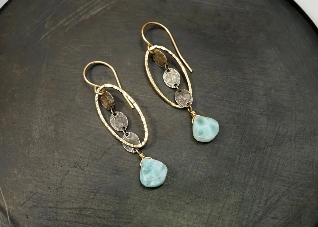 Ovals in Ovals Larimar Earrings - Heart of the Home Inc