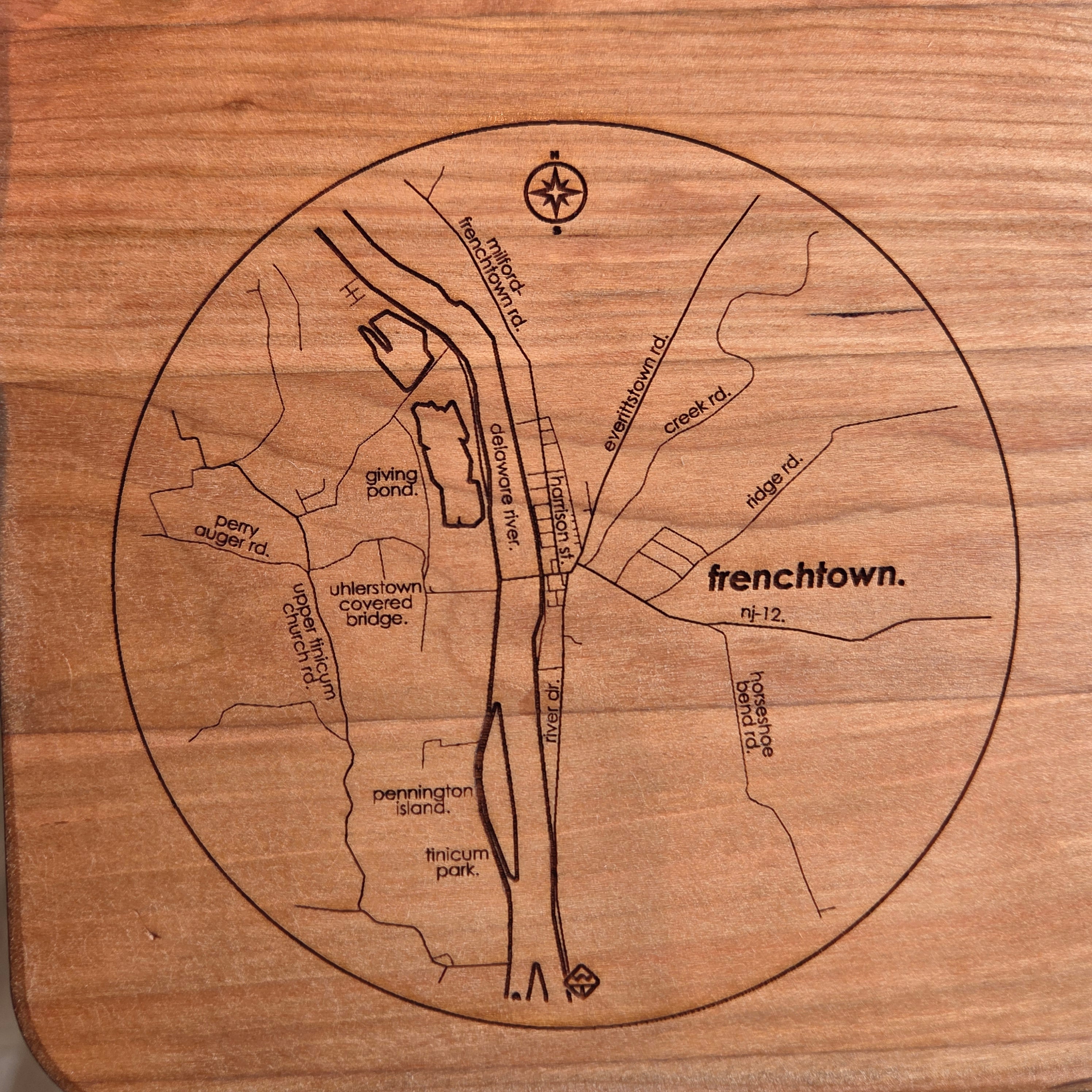 Frenchtown NJ Cutting Board - Cherry 12" x 9" - Heart of the Home Inc