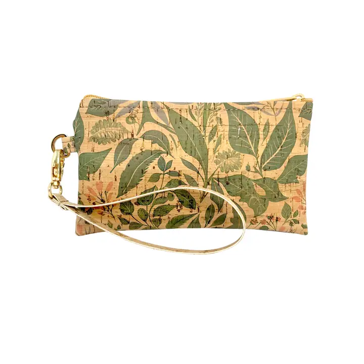 Simple Cork Small Wristlet Bag in Lust Botanicals - Heart of the Home Inc