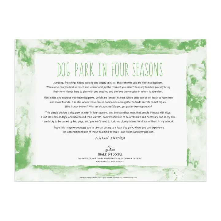 Michael Storrings Dog Park In Four Seasons 1000 Piece Puzzle - Heart of the Home Inc