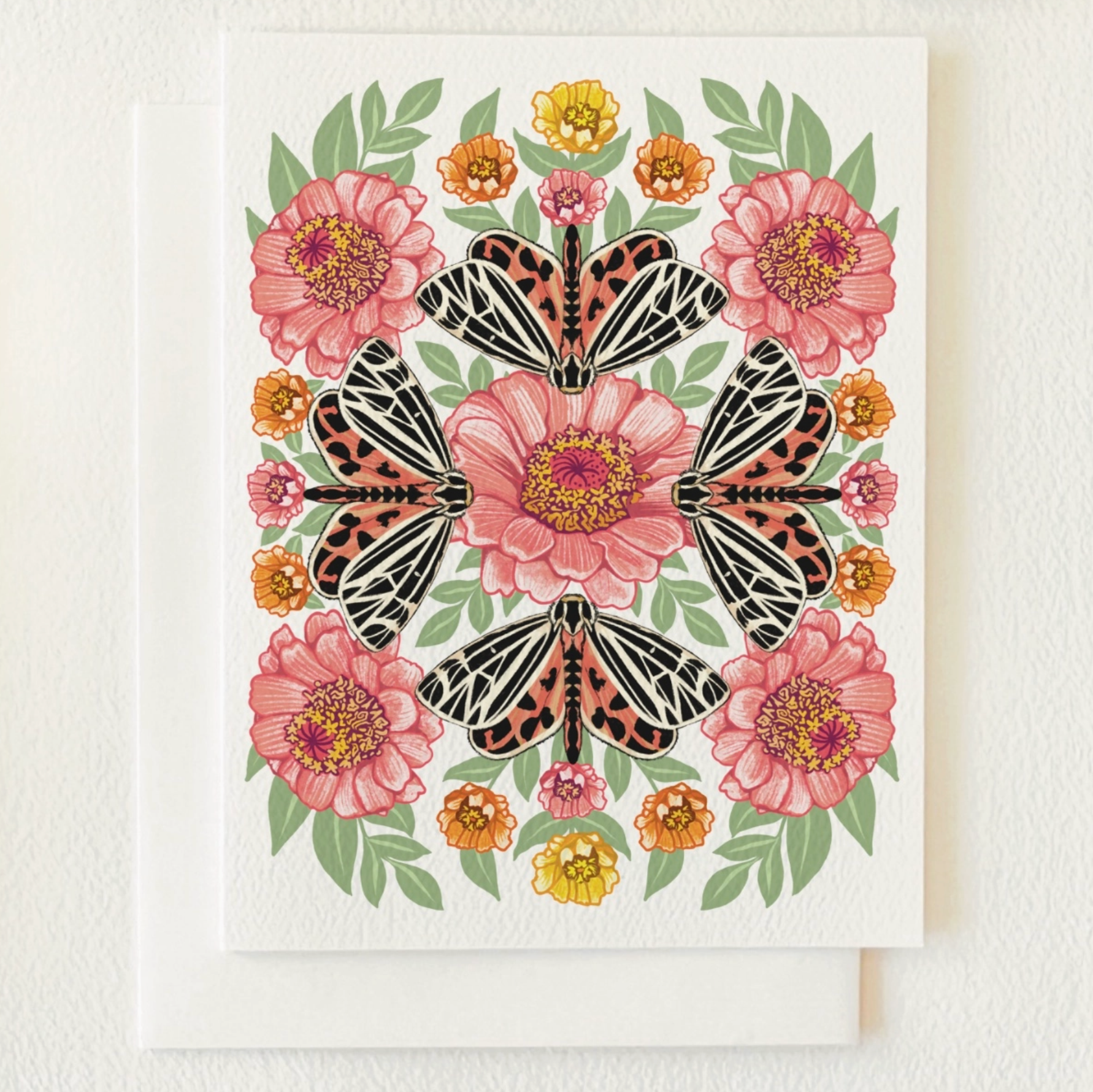 Zinnia Garden Mandala Blank Card - Heart of the Home Inc