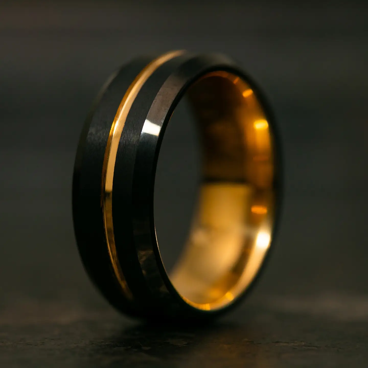 Black & Gold Tungsten Carbide Ring (8mm)