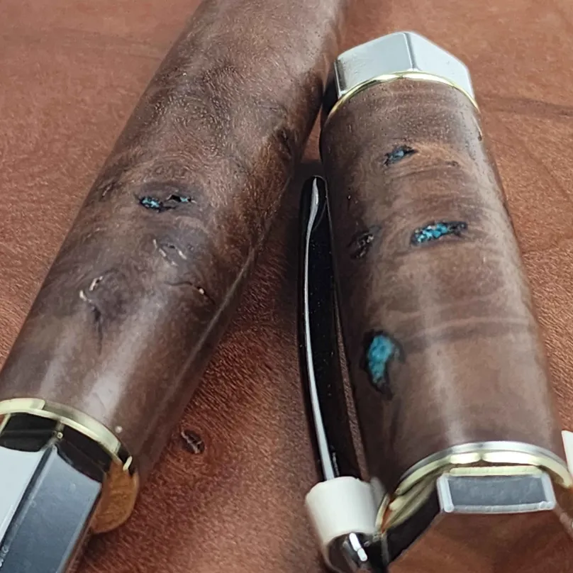Red River Burlwood with Turqouise Fountain Pen