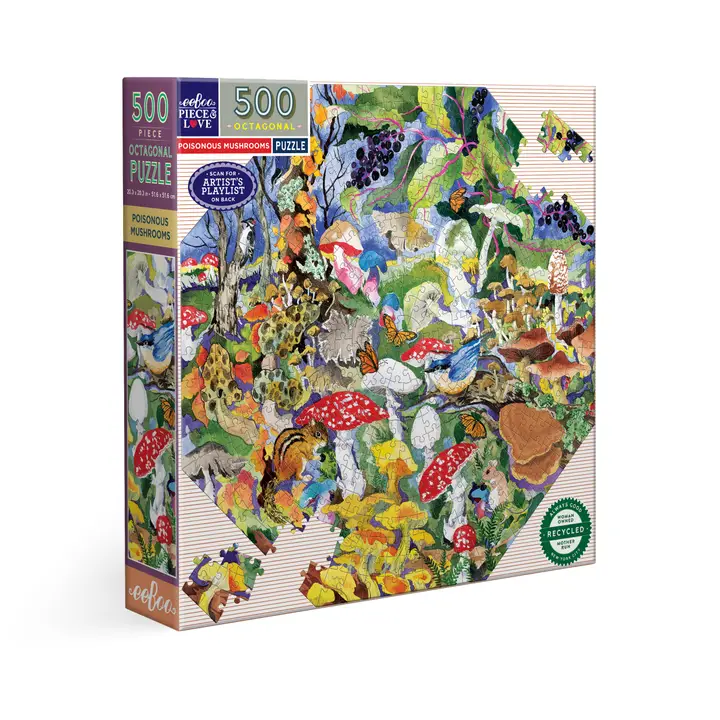 Poisonous Mushrooms Octagonal 500pc Puzzle - Heart of the Home Inc