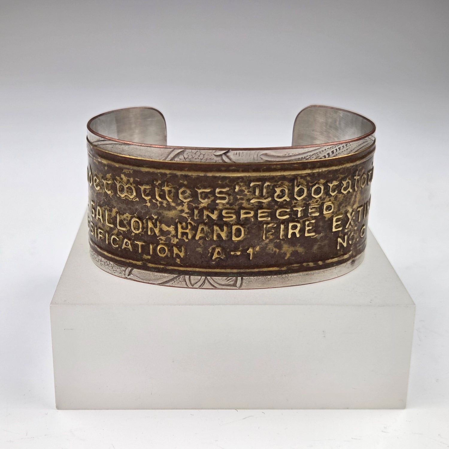 "Underwriters' Laboratory" Machine Plate Cuff Bracelet - Heart of the Home Inc