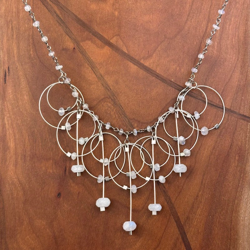 Moonstone Caviar Clusters Necklace