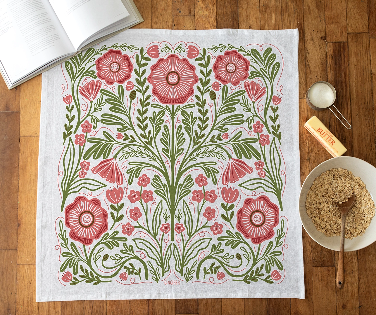 Poppy In Pink Tea Towel - Heart of the Home Inc
