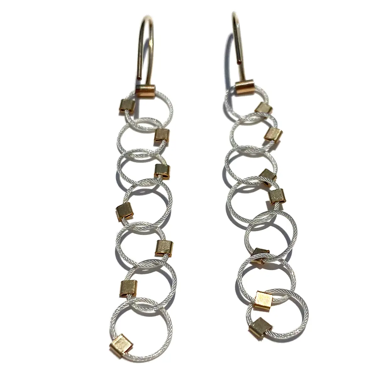Interlock Metal Earrings in Silver & Gold