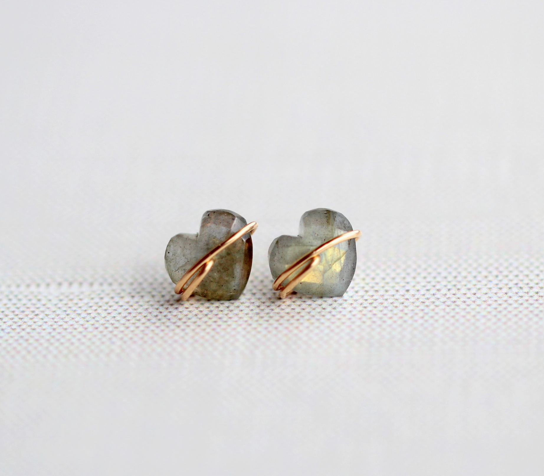 Heart Stud Earrings in Labradorite - Heart of the Home Inc
