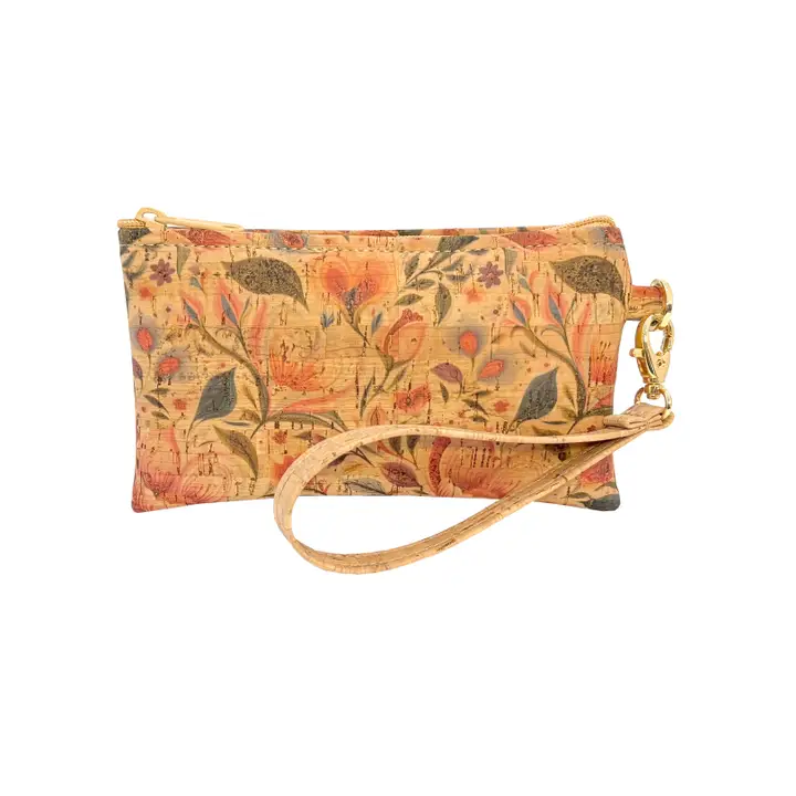 Hearts in Bloom Simple Cork Small Wristlet Bag - Heart of the Home Inc