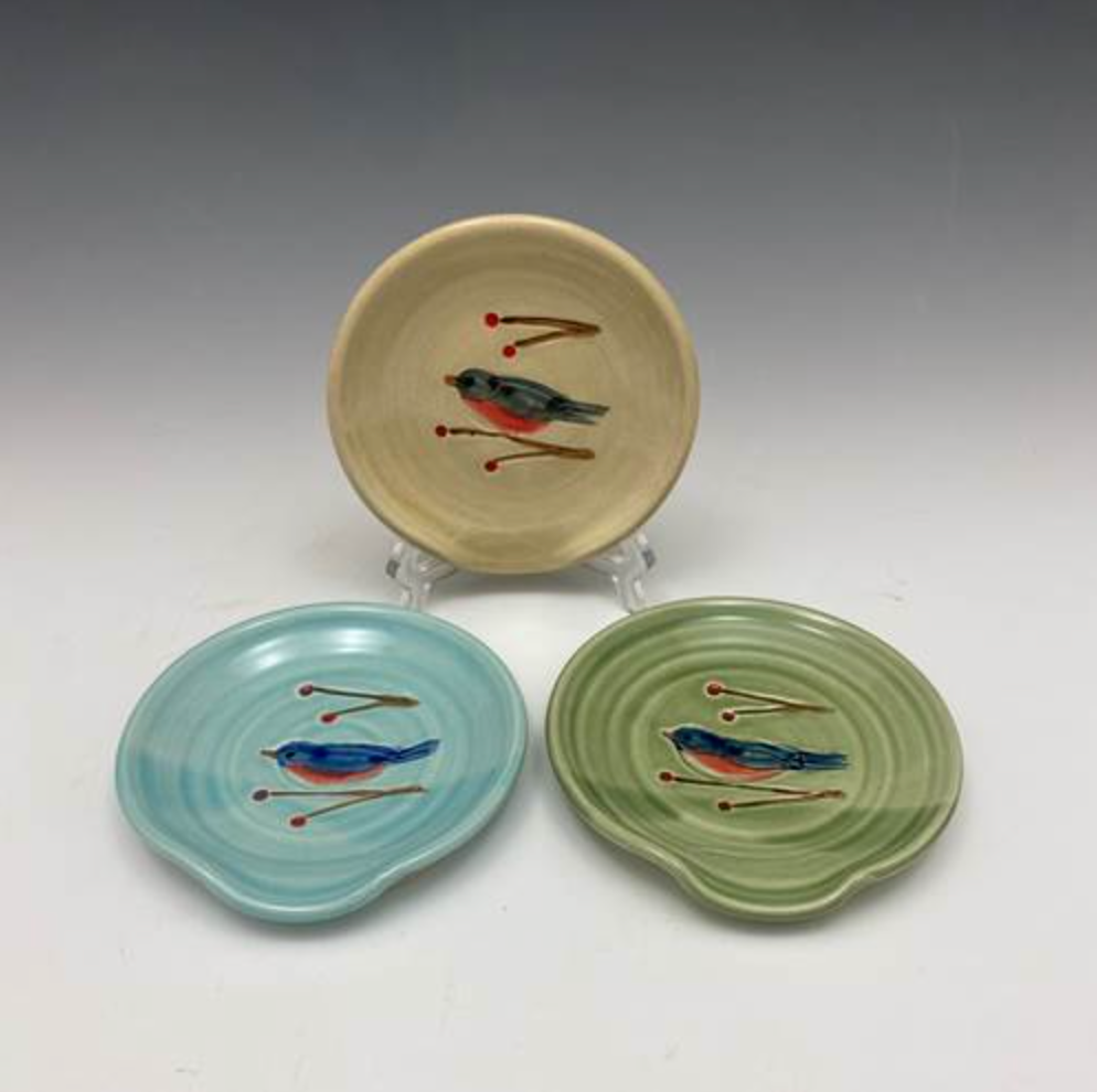 Bluebird Spoon Rest in Green - Heart of the Home Inc