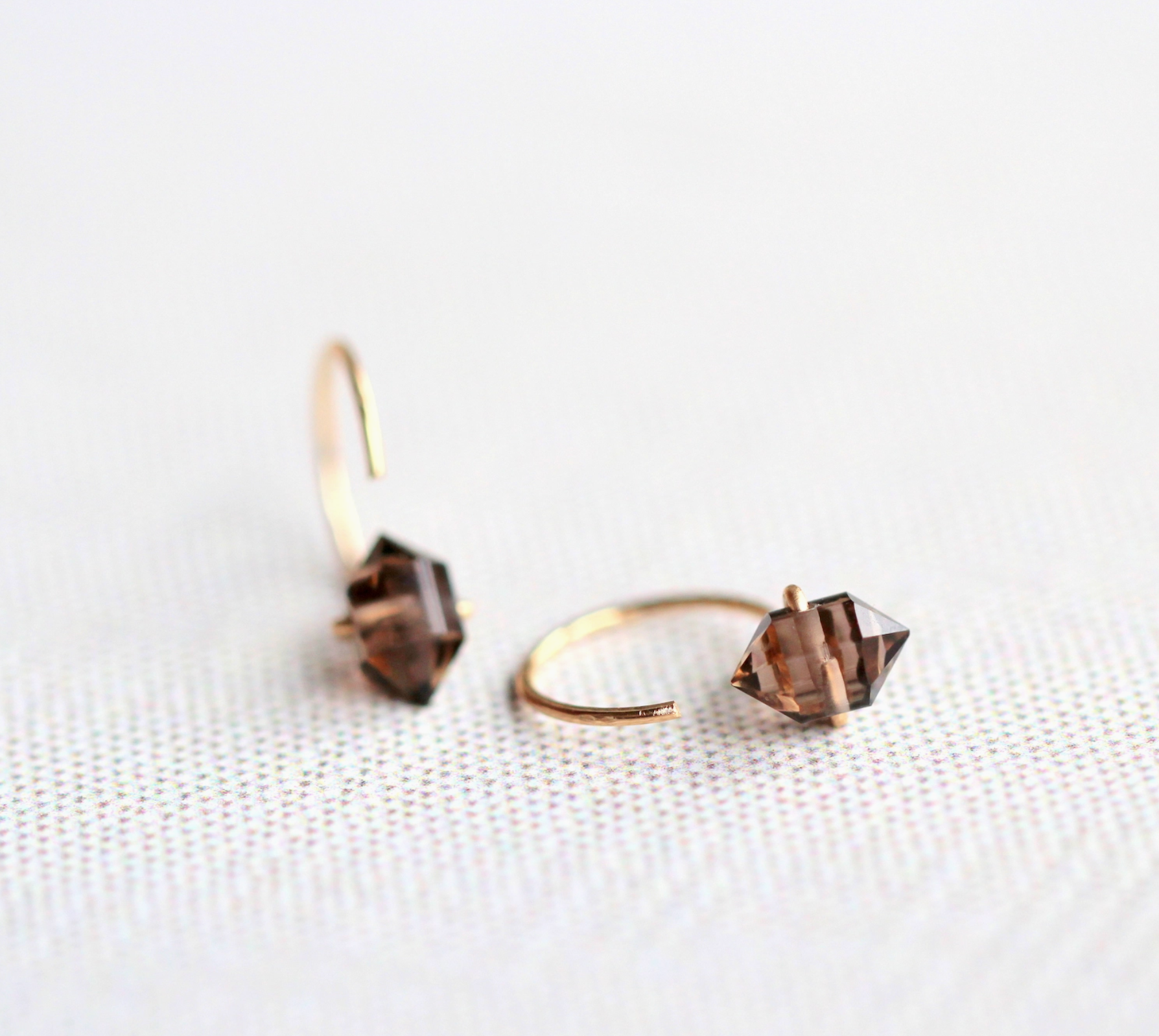 Pike Huggie Earrings with Smoky Quartz - Heart of the Home Inc