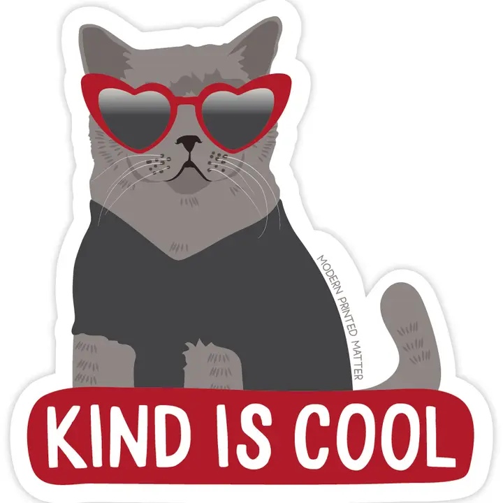 Kind is Cool Cat Sticker - Heart of the Home Inc