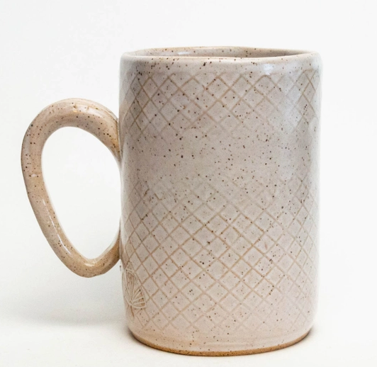 Blue Heron Pattern Handmade Ceramic White Mug - Heart of the Home Inc