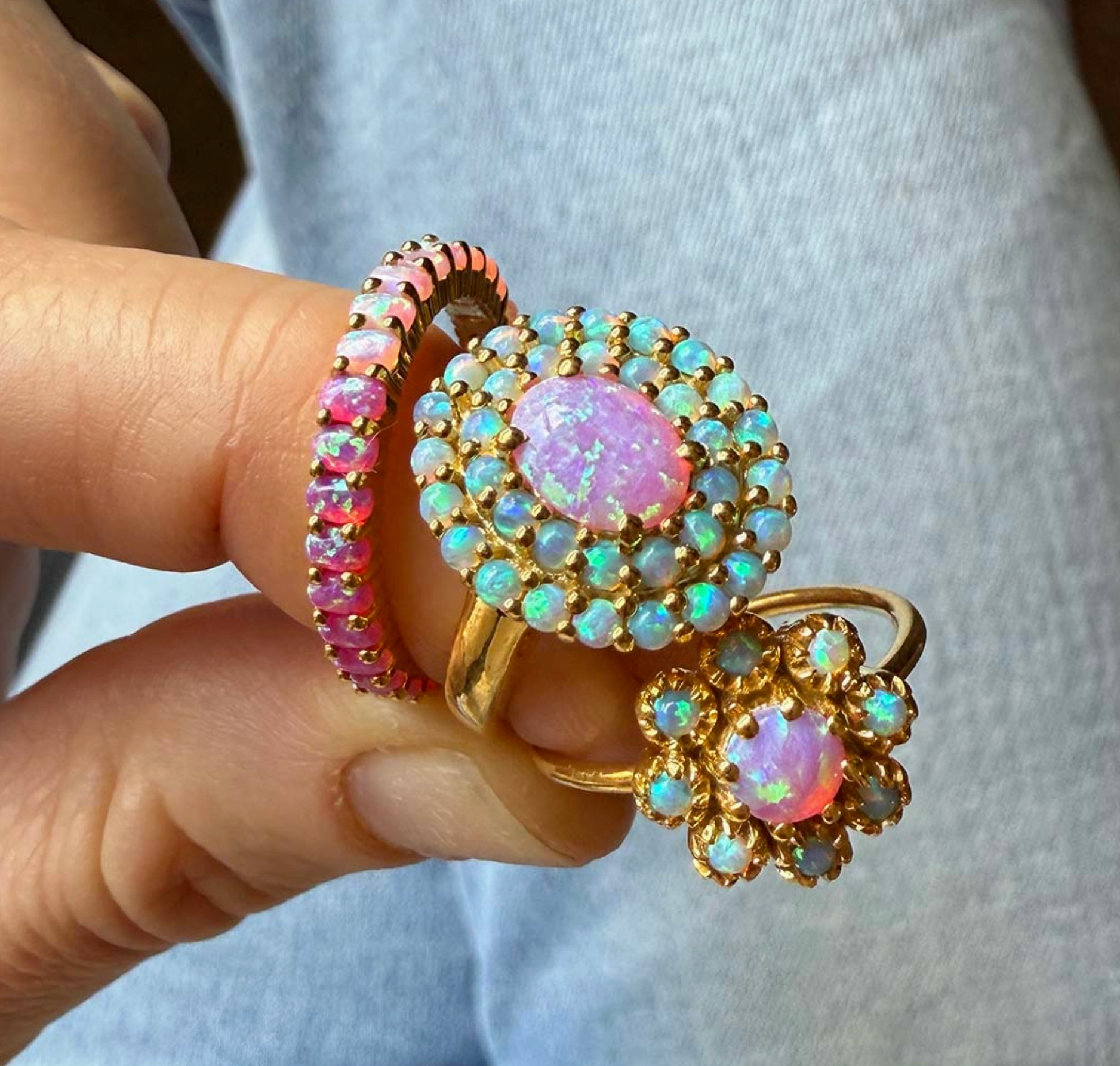 Pink Opal Sunrise Crown Ring - Heart of the Home Inc