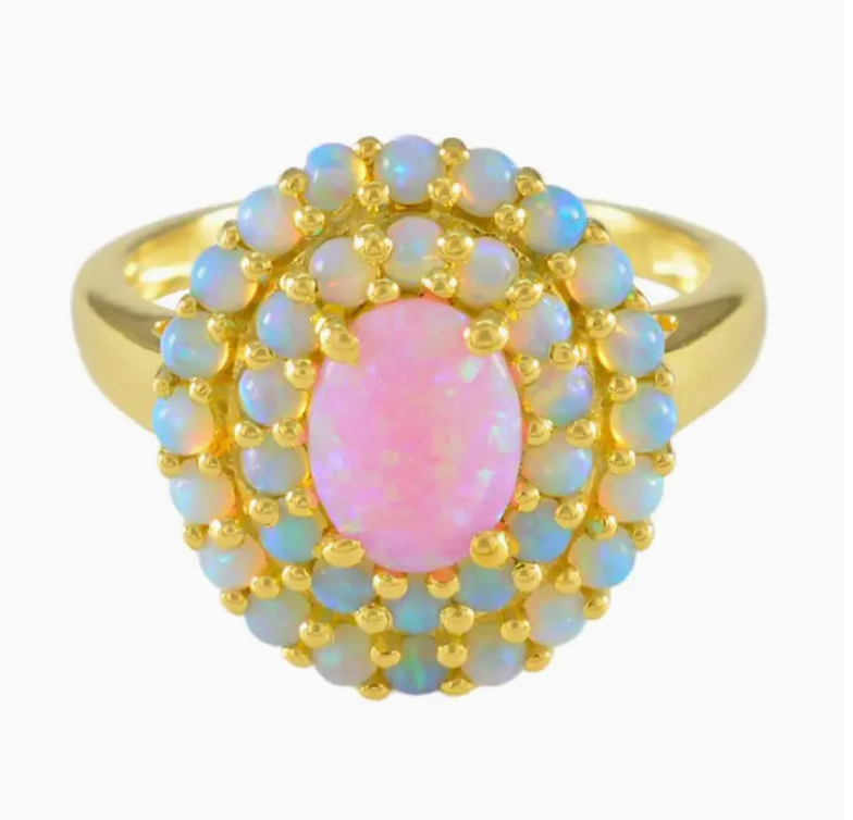 Pink Opal Sunrise Crown Ring - Heart of the Home Inc