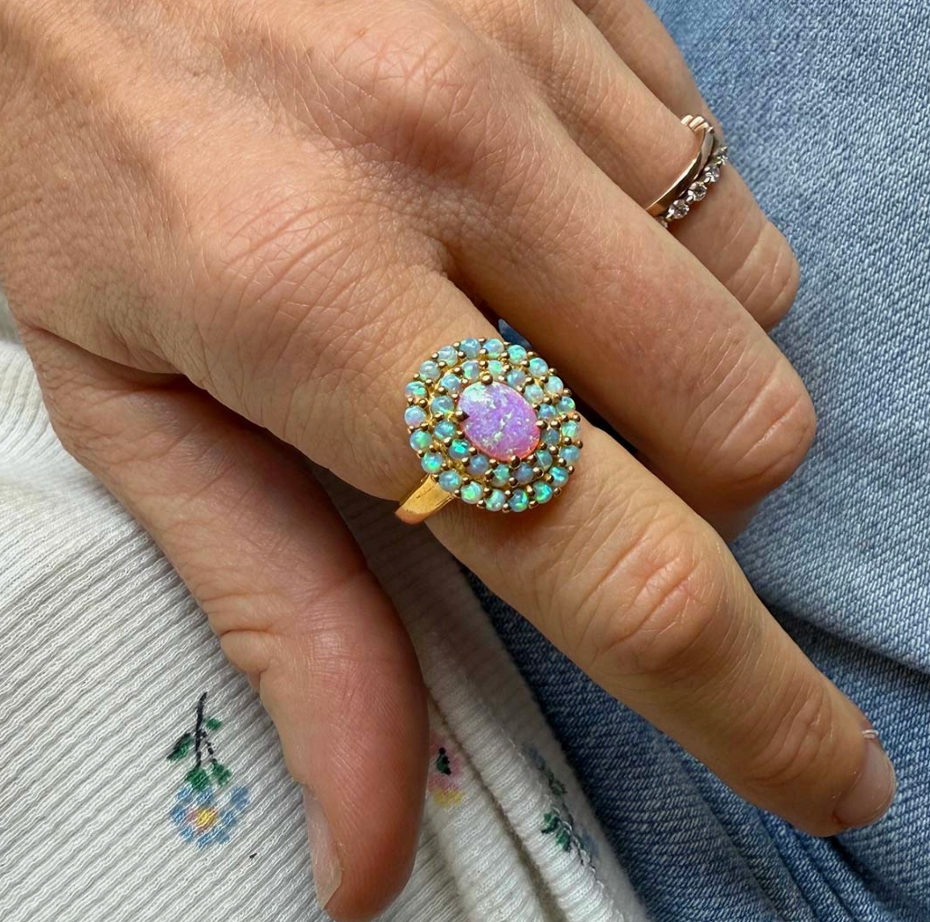 Pink Opal Sunrise Crown Ring - Heart of the Home Inc