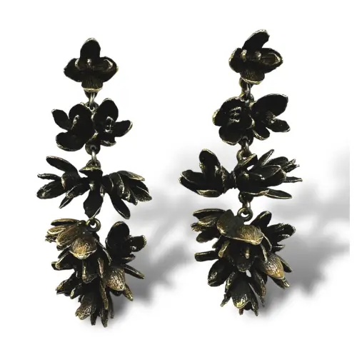 Warm Cedar Flowers Chandelier Earrings in Bronze - Heart of the Home Inc