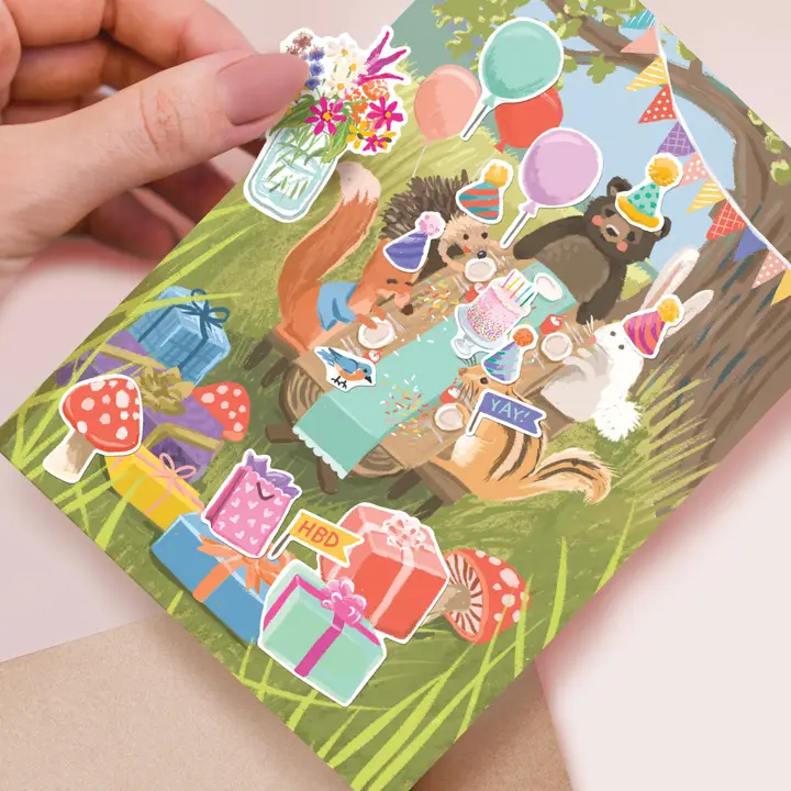 Woodland Party Sticker Scene Card - Heart of the Home Inc