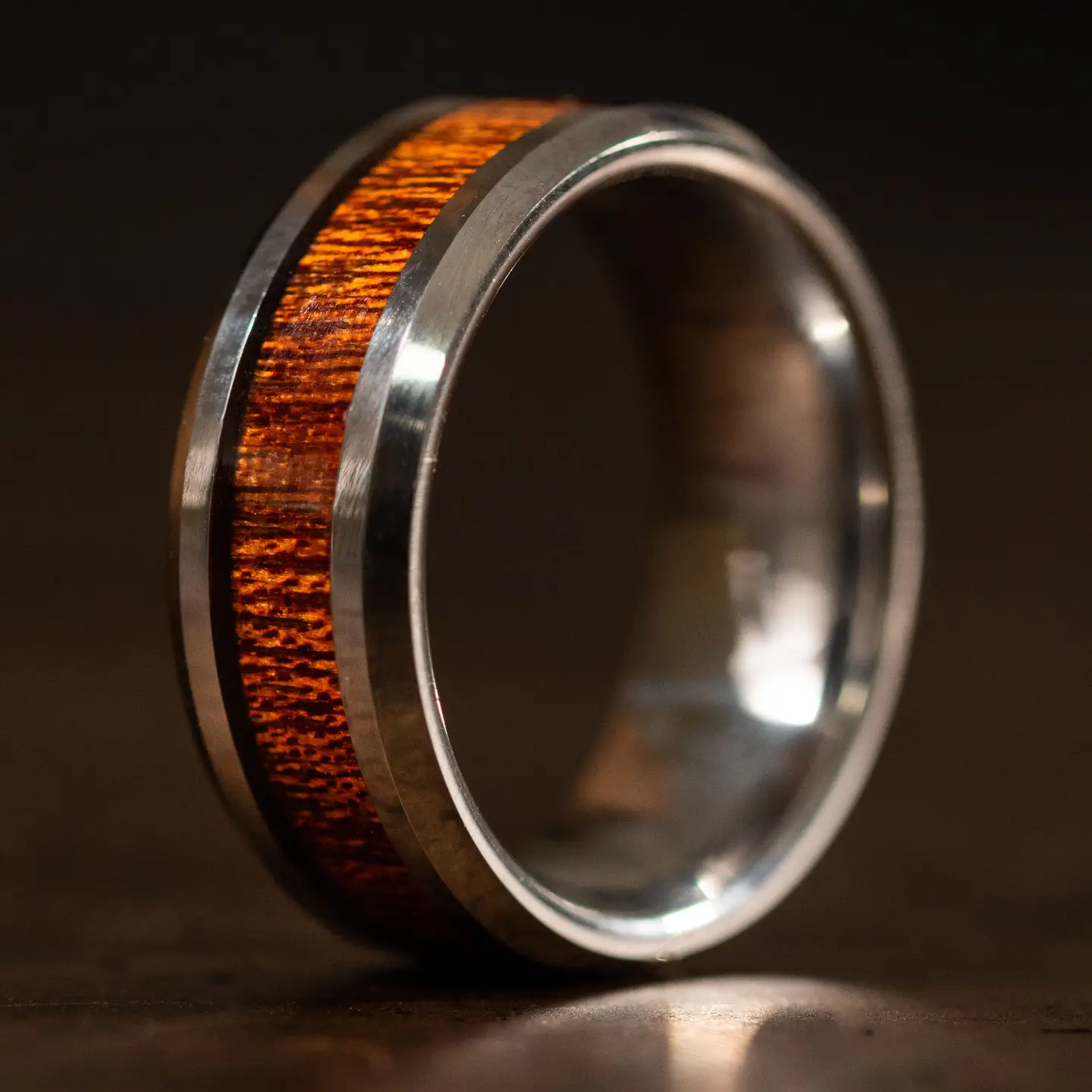Tungsten Carbide Ring with Wood Inlay (8mm)