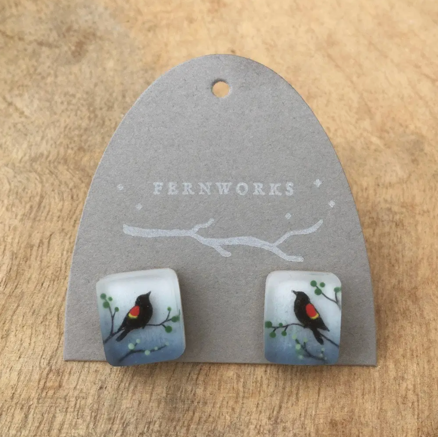 Red Wing Blackbird Stud Earrings - Heart of the Home Inc