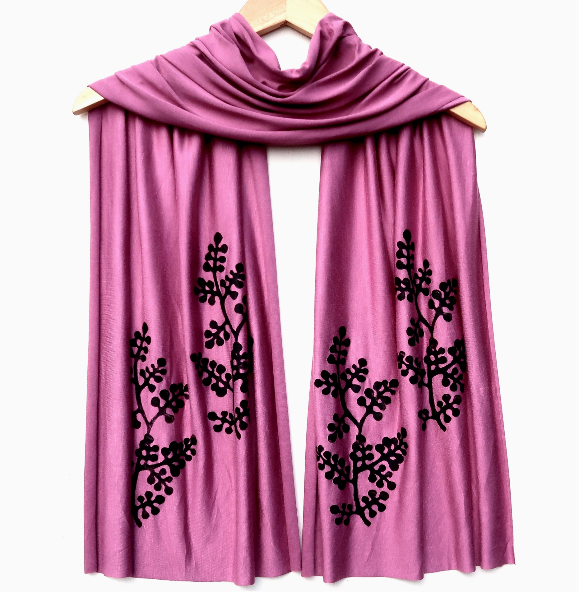 Black Berry Branch Scarf in Pink Orchid - Heart of the Home LV