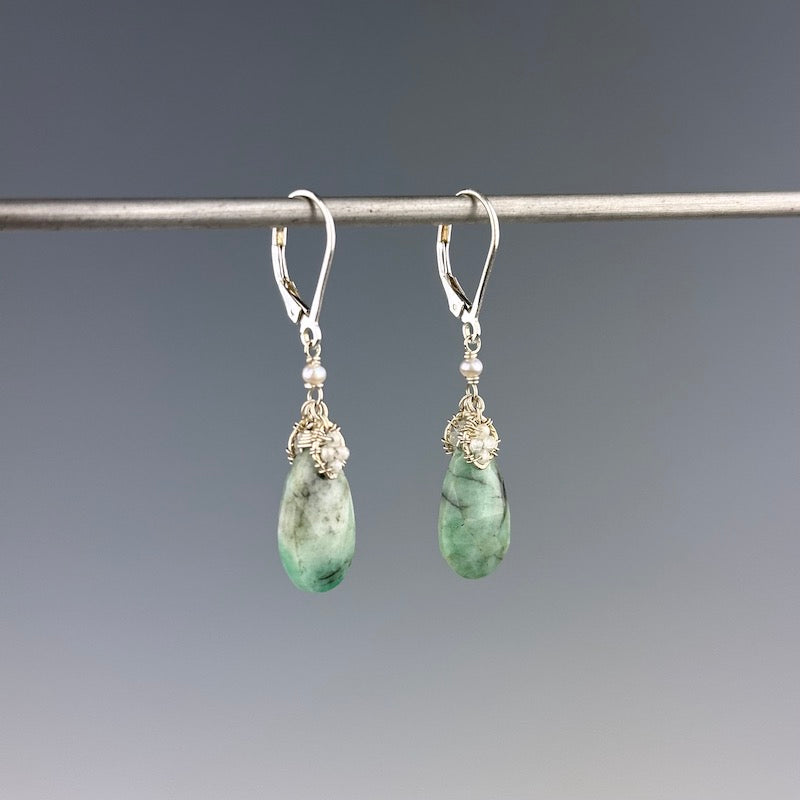 Brazilian Emerald Drop Earrings - Heart of the Home Inc