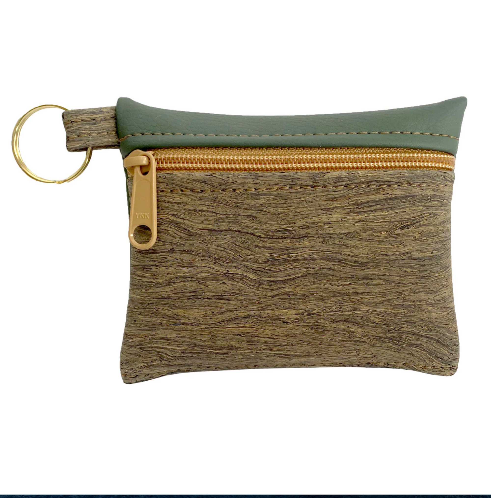 Key Chain Cork Pouch with in Waves Print with Faux Leather - Heart of the Home Inc