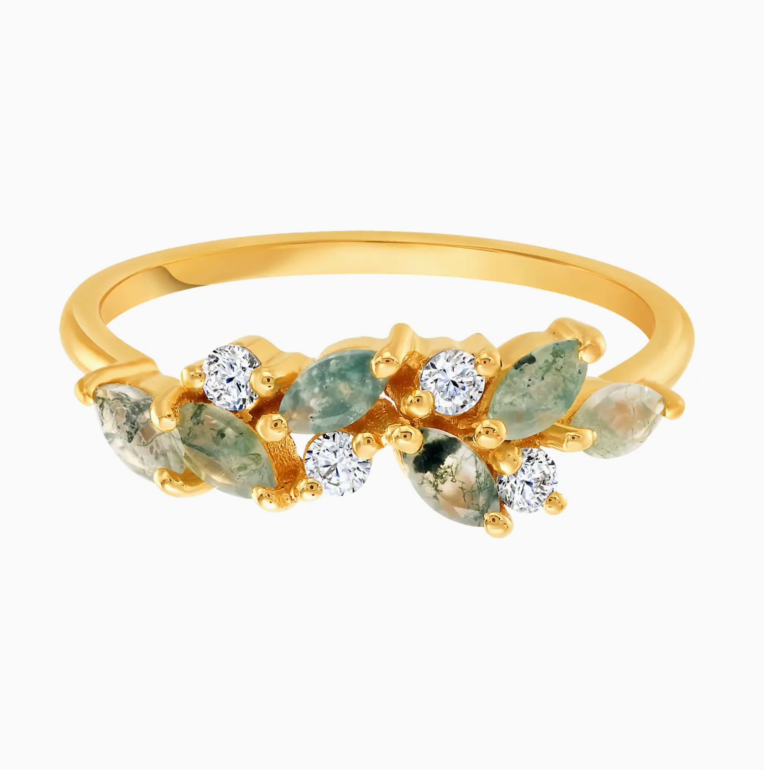 Orchard Ring is Moss Agate and Yellow Gold - Size 7 - Heart of the Home Inc