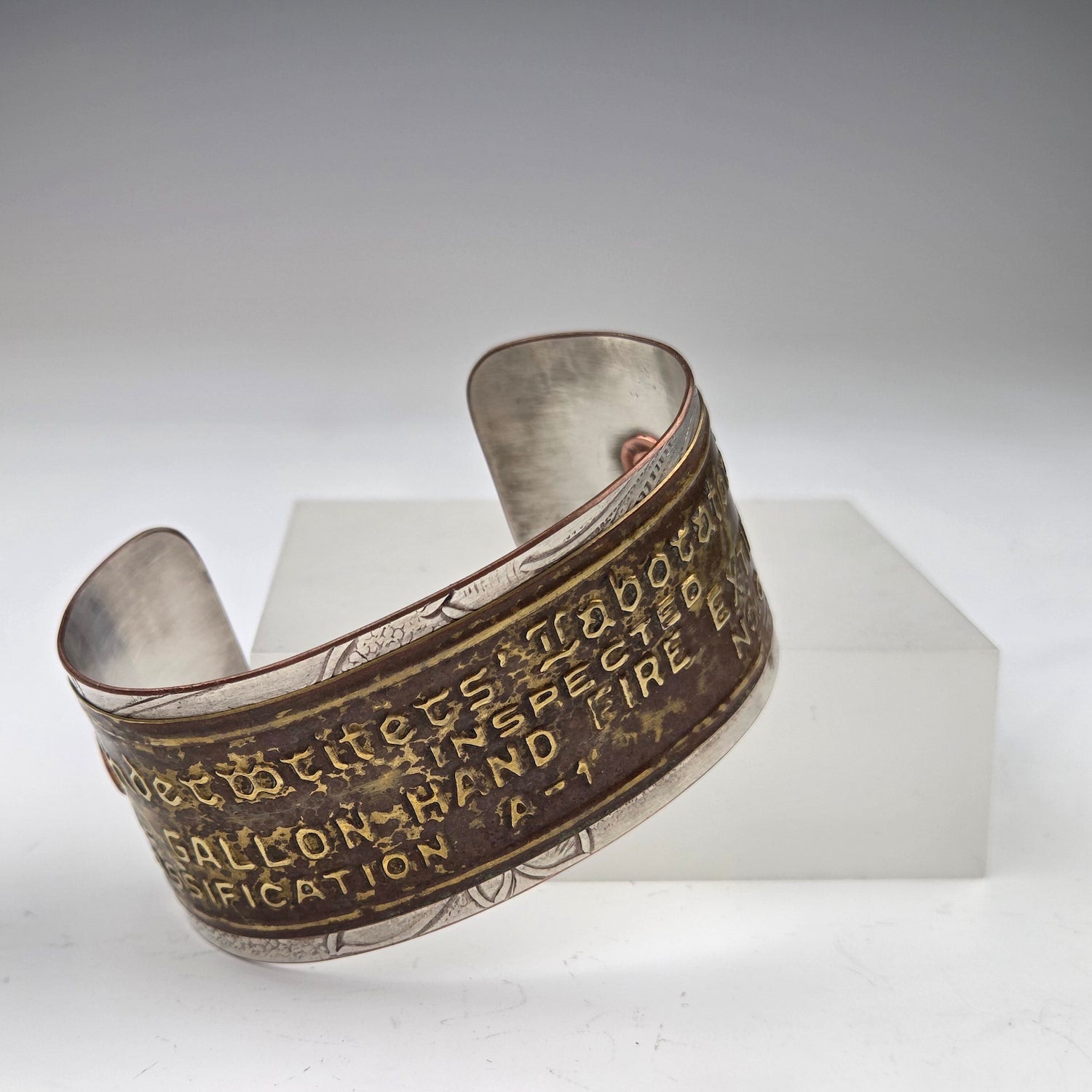 "Underwriters' Laboratory" Machine Plate Cuff Bracelet - Heart of the Home Inc