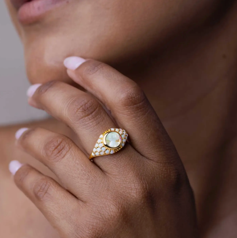 Angel Quartz & Opal St. Moritz Ring in Gold Vermeil - Heart of the Home Inc