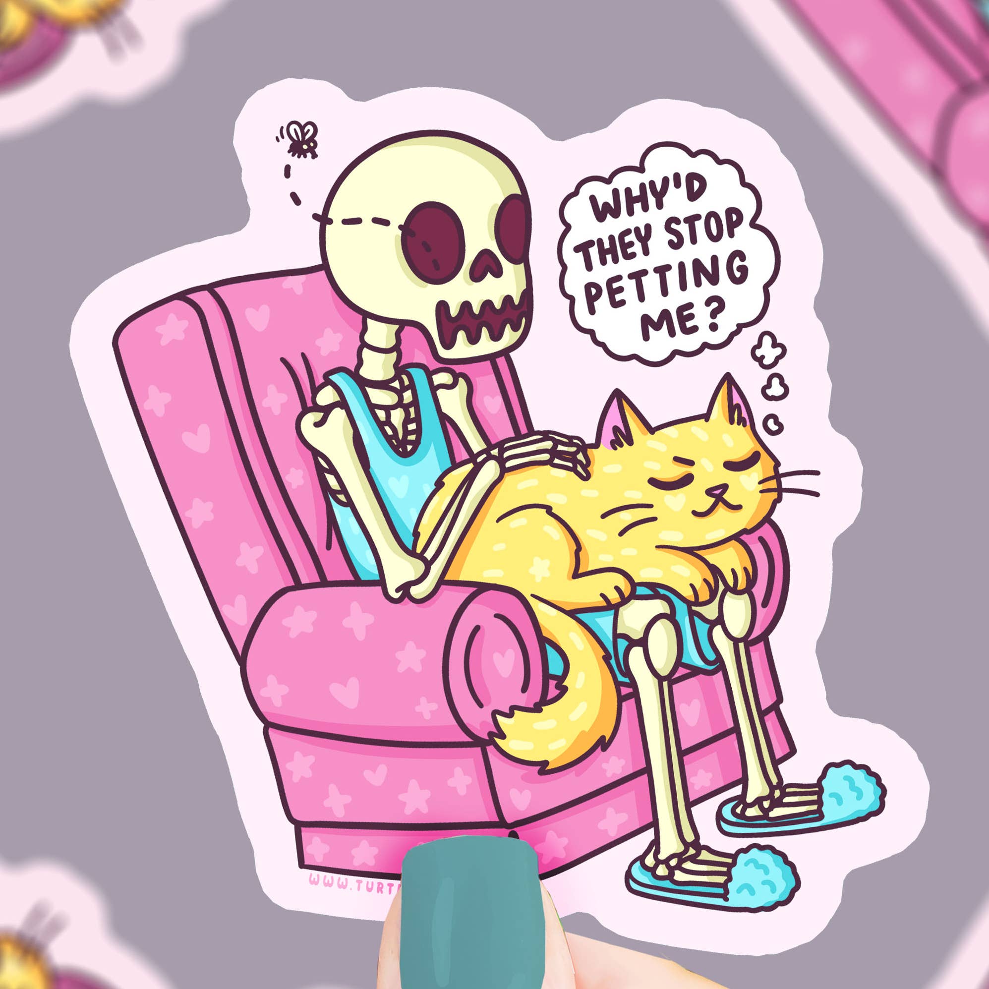 Skeleton and Cat Sticker
