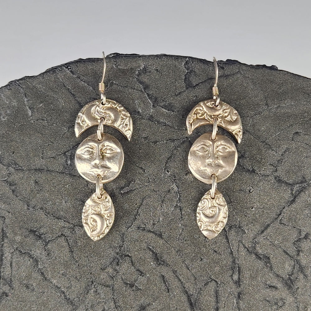Celestial Moon Silver Earrings - Heart of the Home Inc