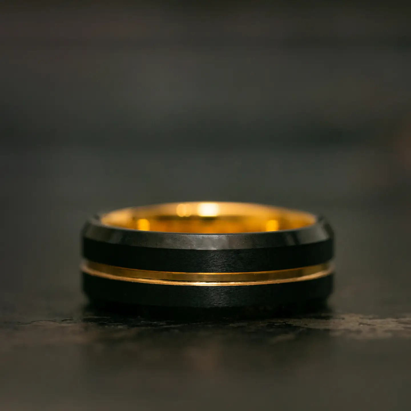 Black & Gold Tungsten Carbide Ring (8mm)
