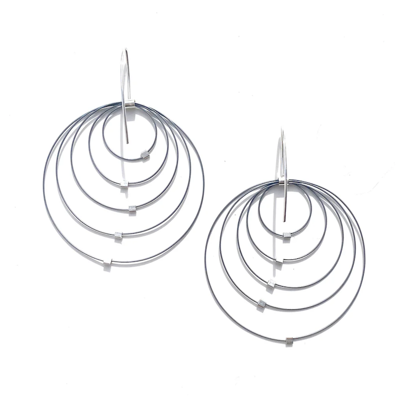 Bullseye Hook Earrings in Gunmetal & Silver - Heart of the Home Inc