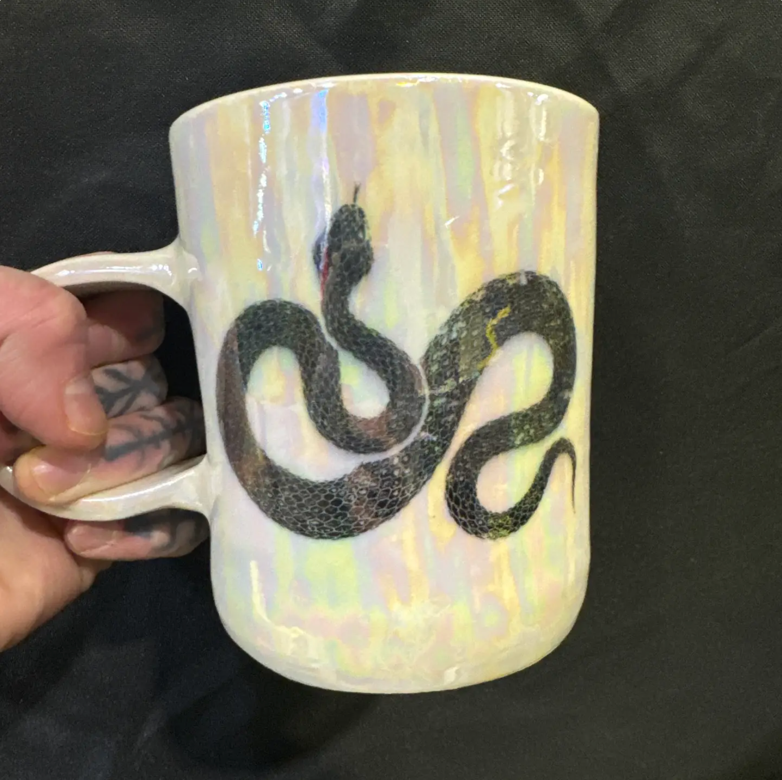 Iridescent White Snake Mug
