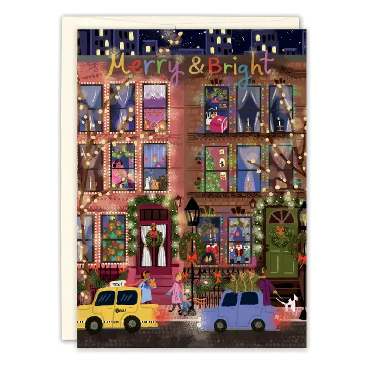 Festive Townhouse Scene Card - Heart of the Home Inc
