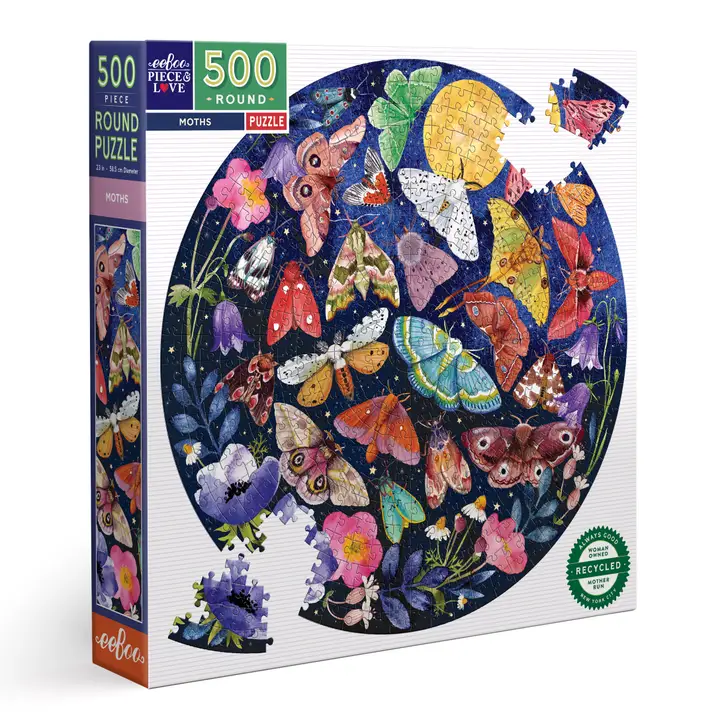 Moths 500pc Round Puzzle - Heart of the Home Inc