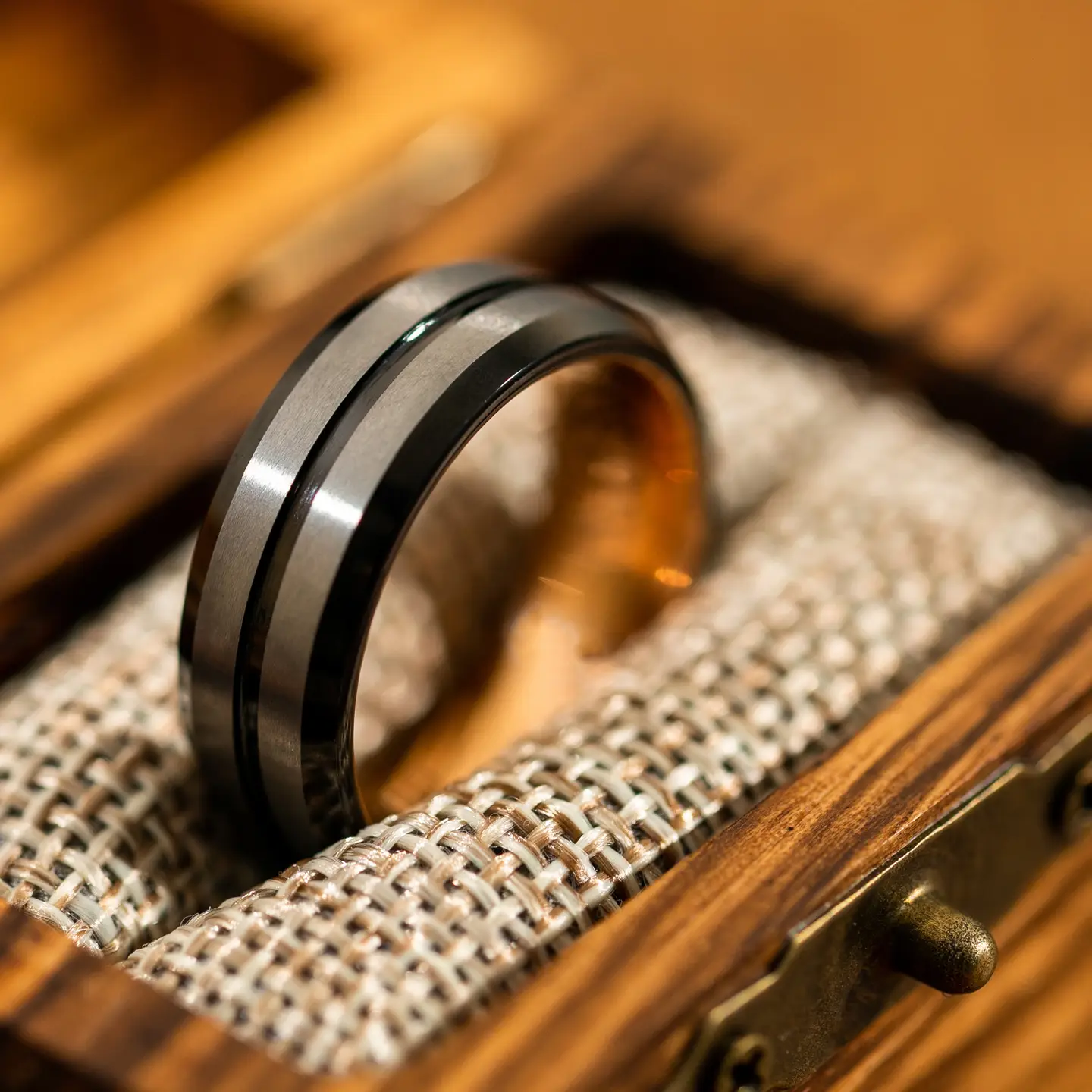Black Silver & Rose Gold Band (8mm, size 9.5)