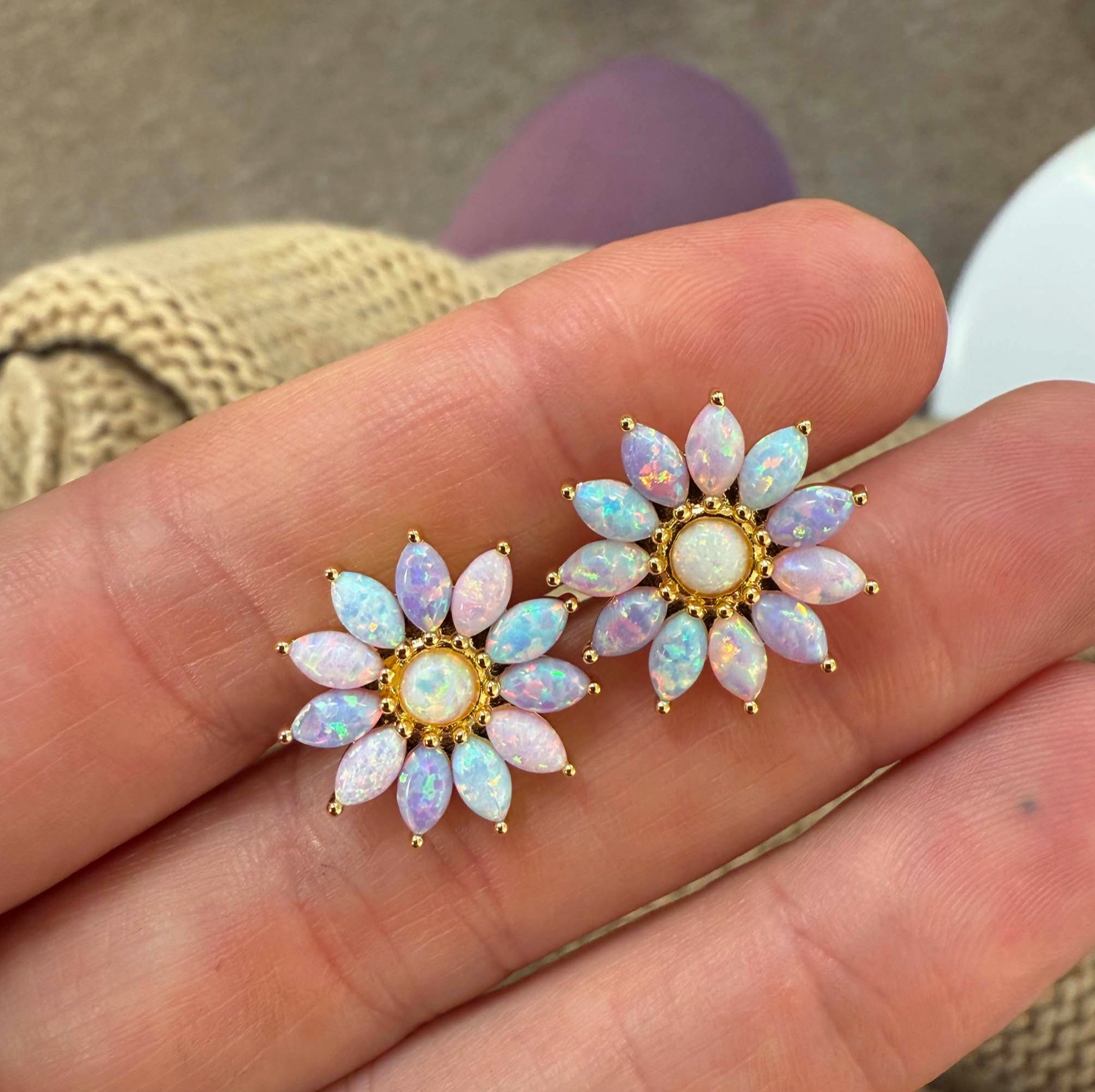 Opal Caribbean Fleur Stud Earrings - Heart of the Home Inc