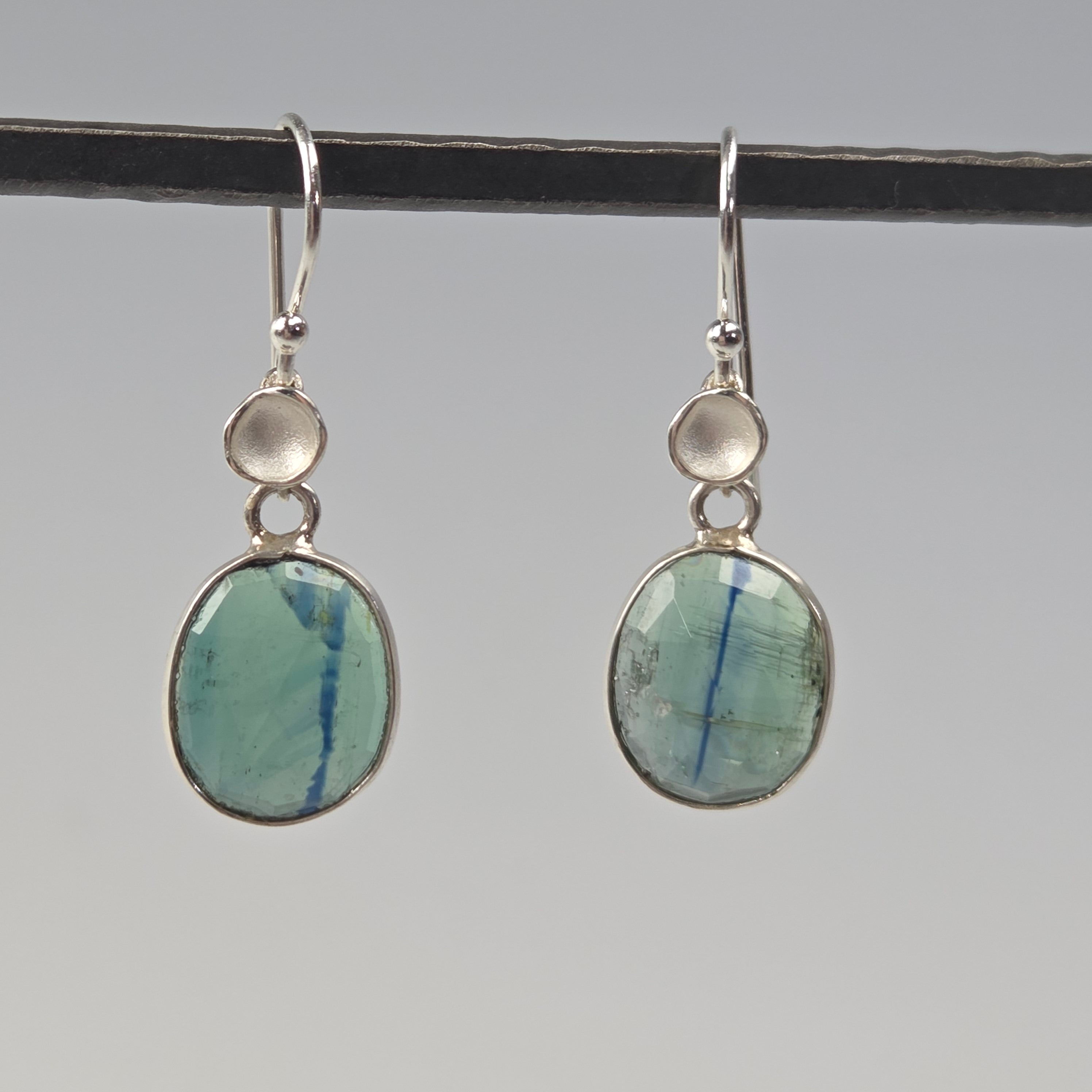 Teal Kyanite Bezel Earrings - Heart of the Home Inc