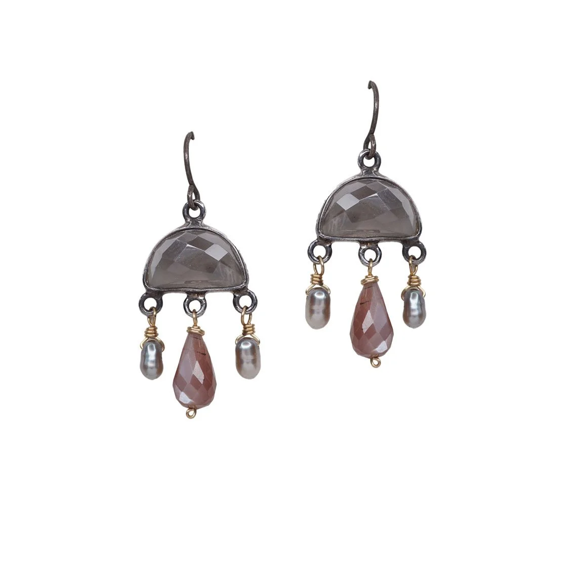Moonstone Raincloud Earrings - Heart of the Home Inc