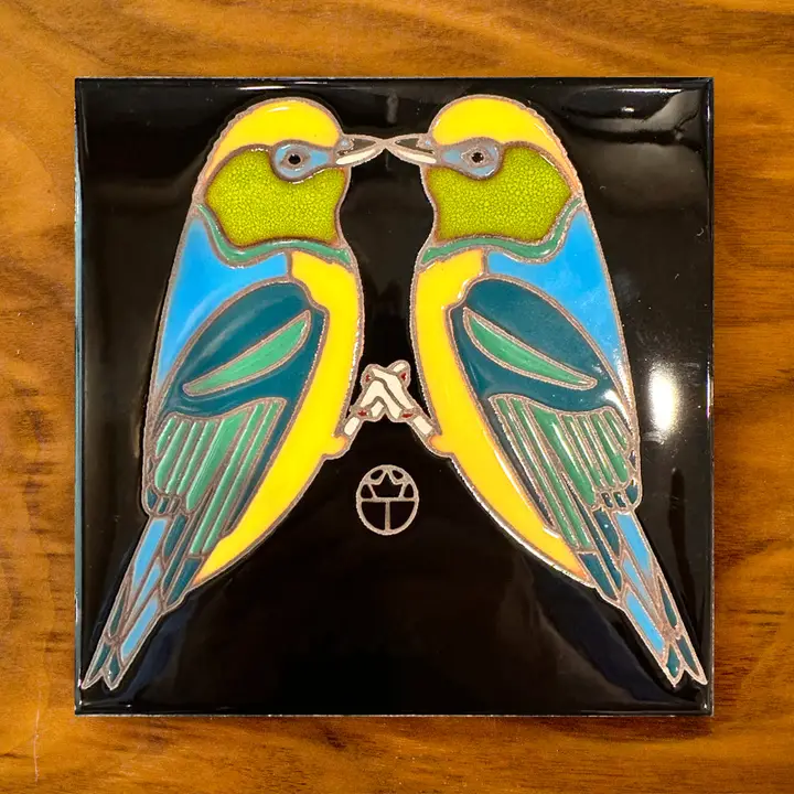 Lovebirds Glazed Tile - Heart of the Home Inc