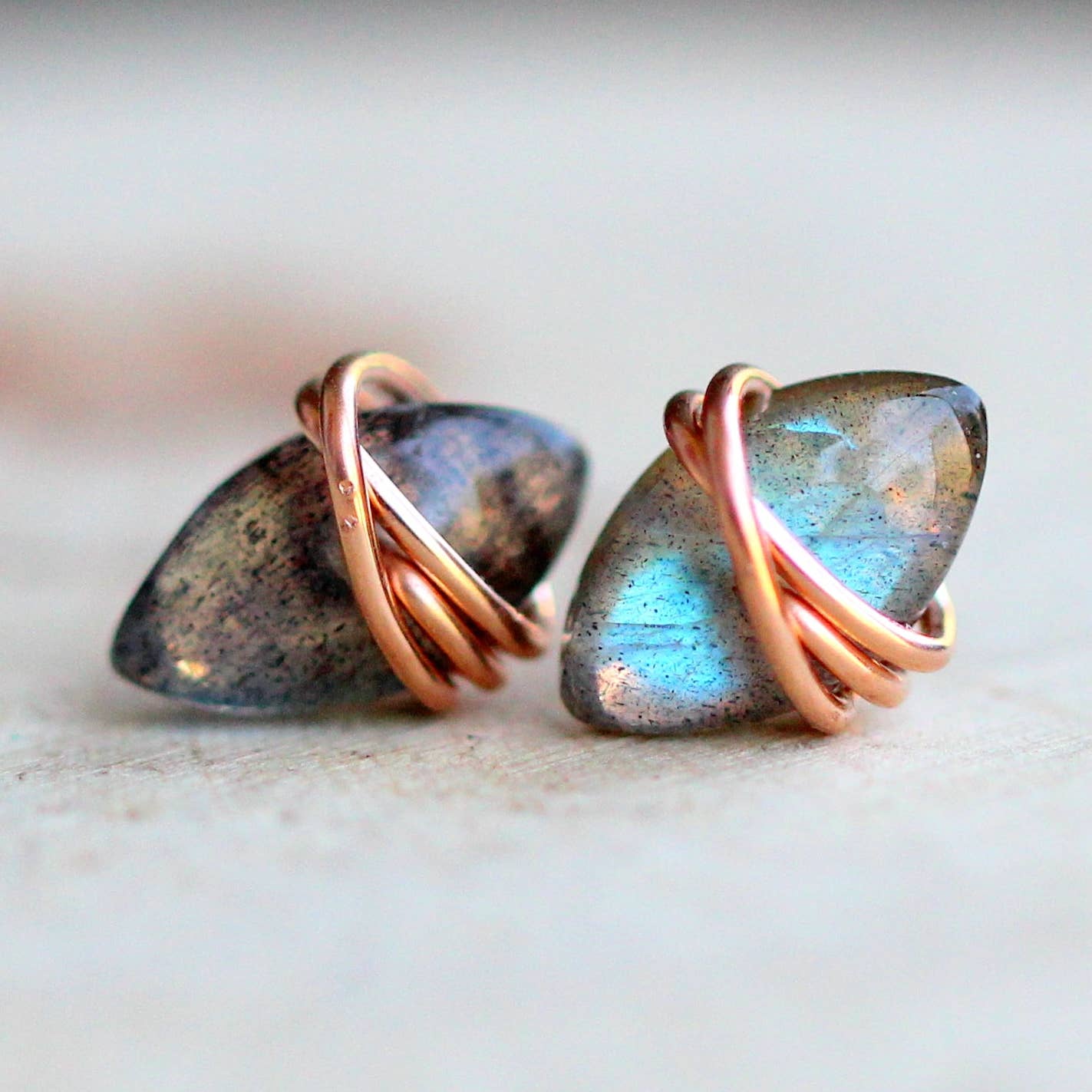 Marquis Stud Earrings in Labradorite