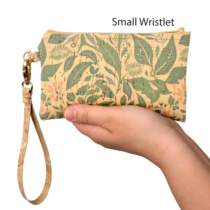 Simple Cork Small Wristlet Bag in Lust Botanicals - Heart of the Home Inc