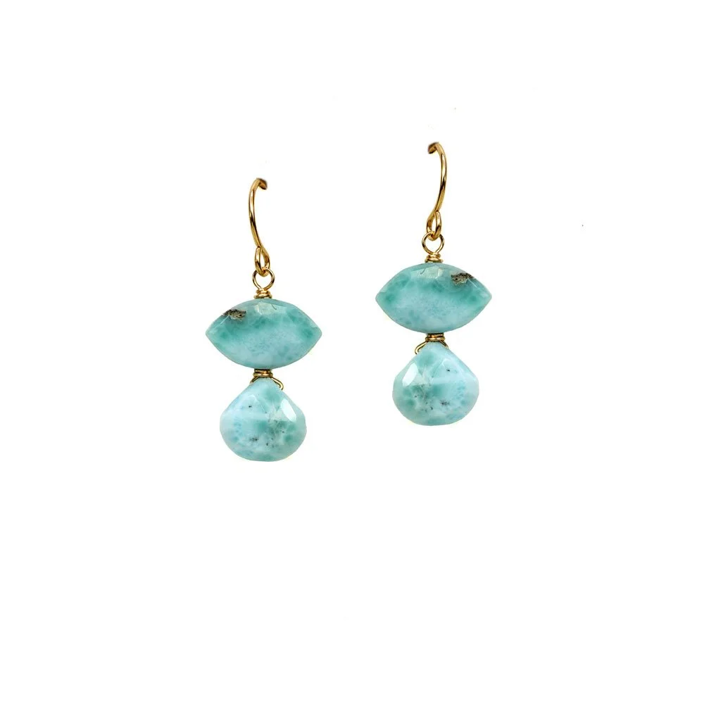 Larimar Ocean Droplet Earrings - Heart of the Home Inc