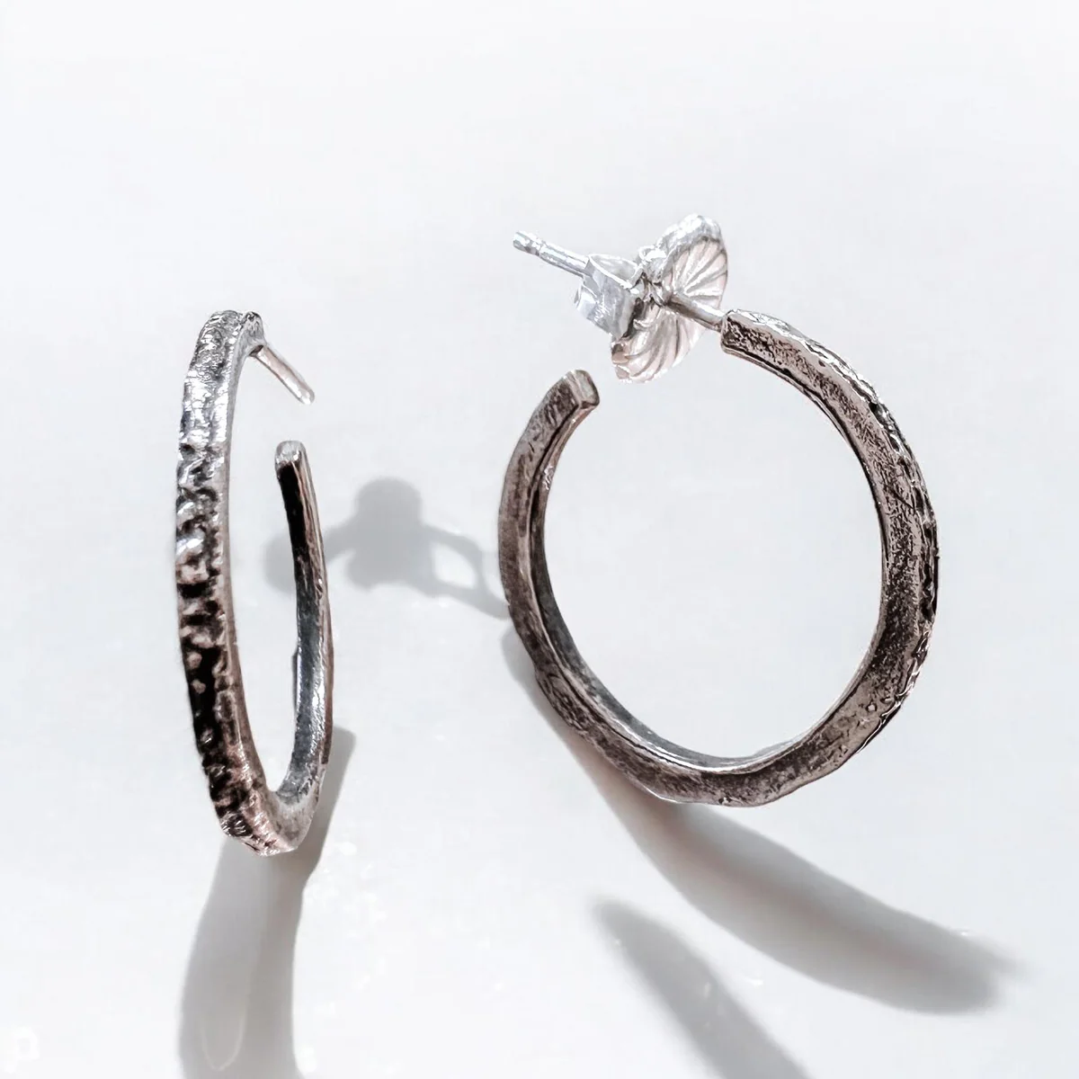 Pinion Small Hoop Earrings in Patina Silver - Heart of the Home Inc