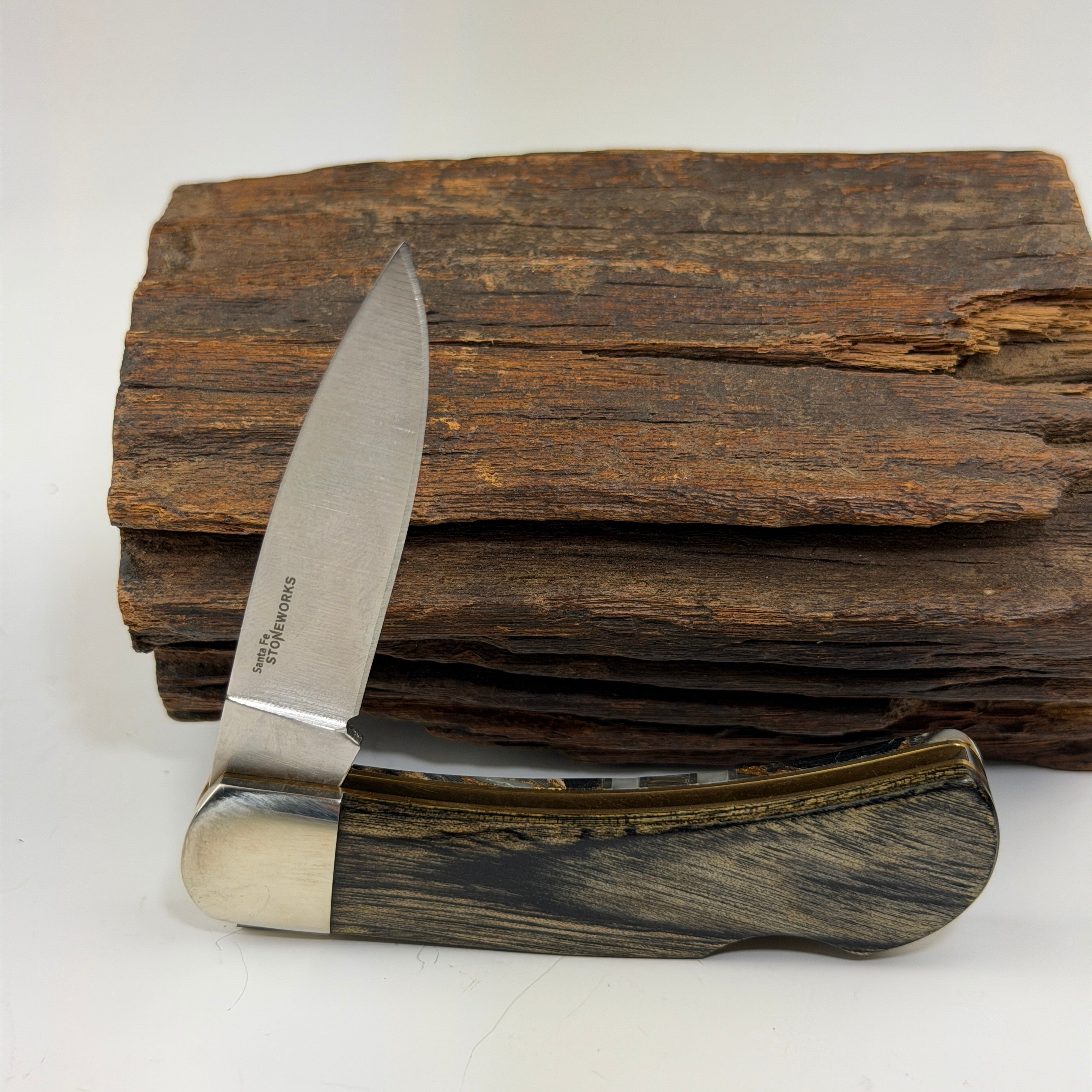 Obsidian, Abalone, And Bronze 3" Lockback Knife - Heart of the Home Inc
