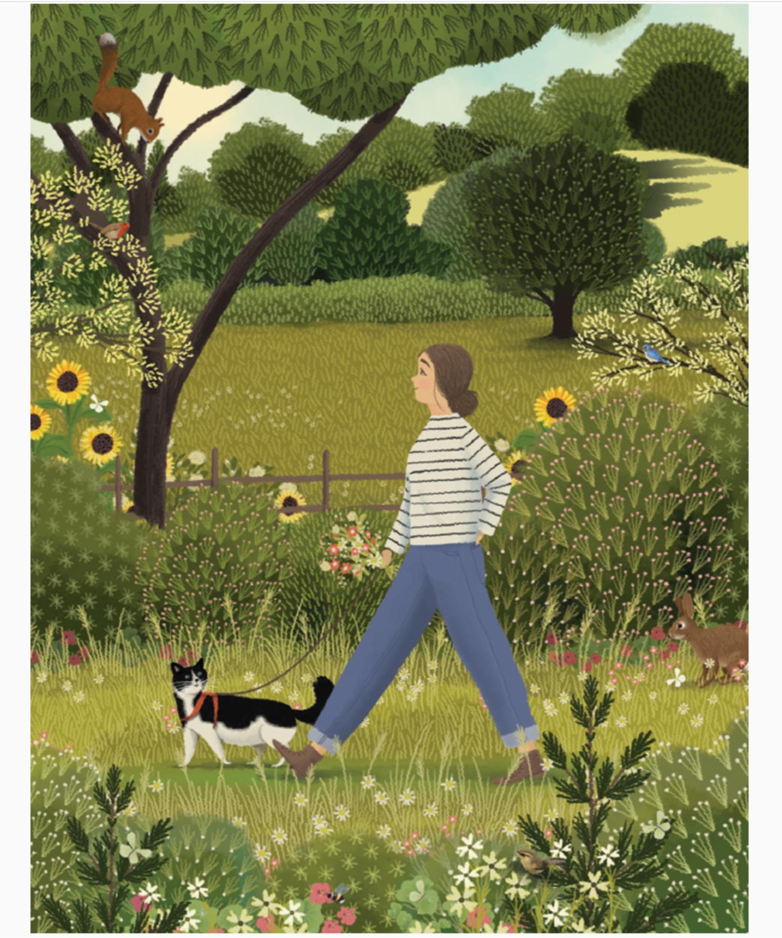 Walking the Cat Birthday Card - Heart of the Home Inc